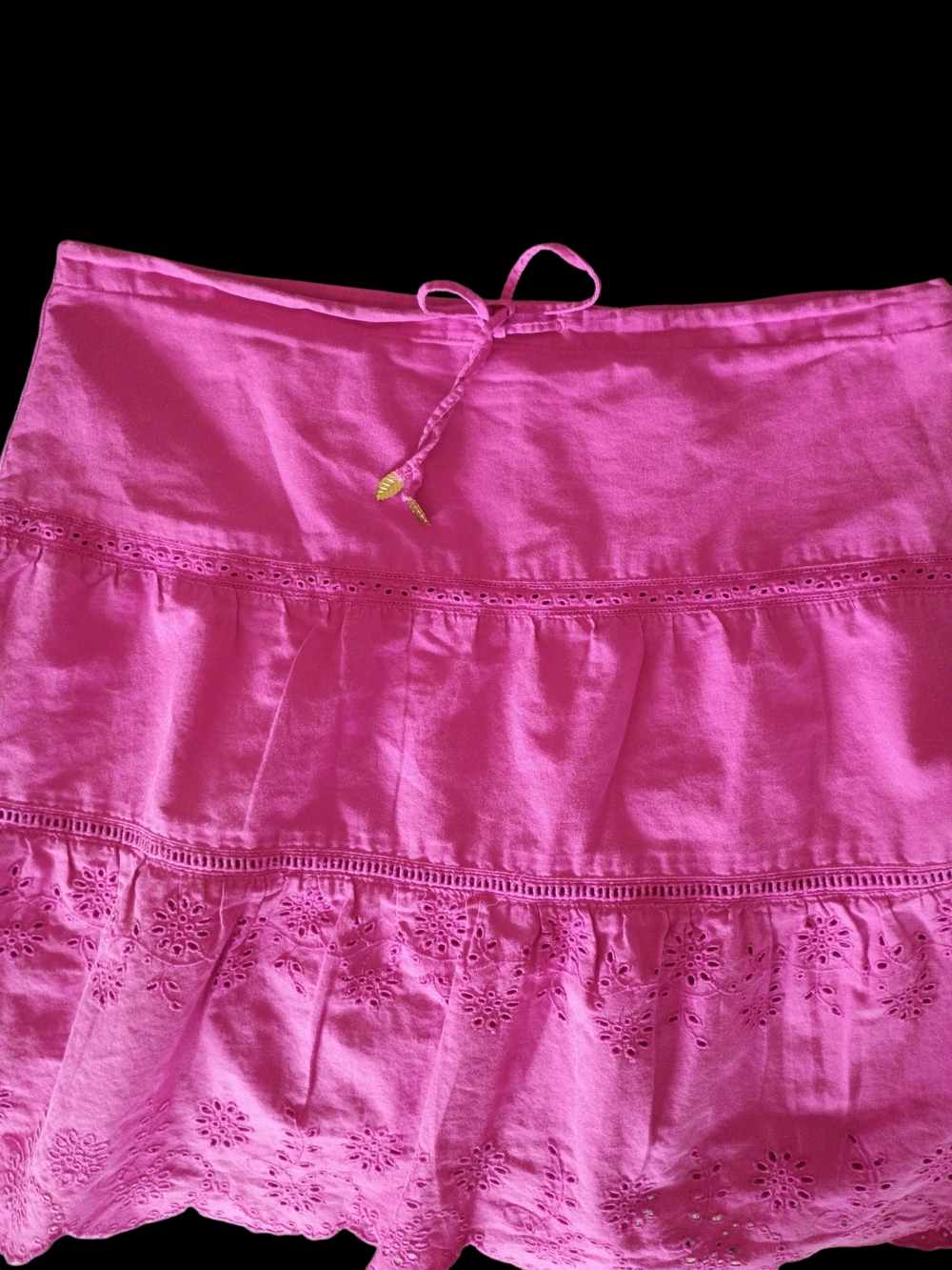 American Eagle Outfitters Hot Pink Tiered Eyelet Mini Skirt - Picture 7 of 10